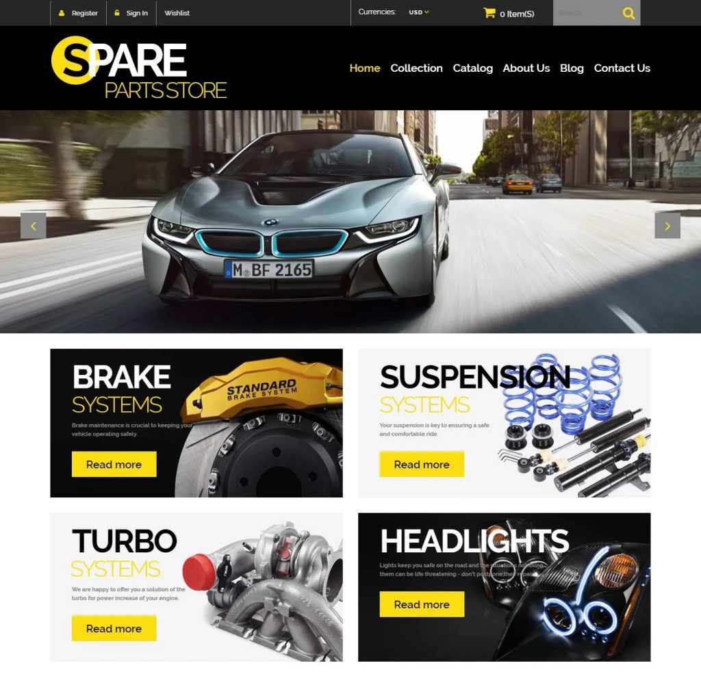 Auto Parts Bootstrap Shopify Template