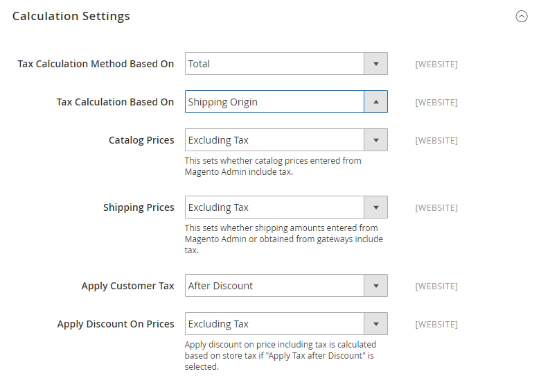 Calculation Settings