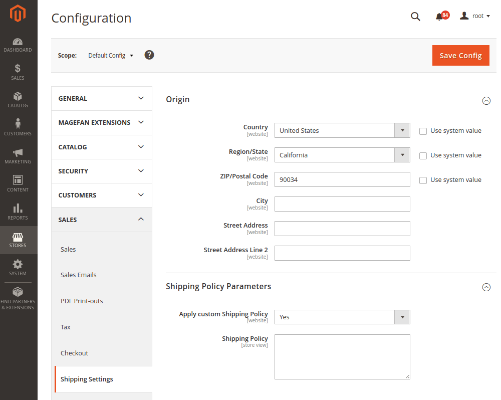 Configure Shipping Settings