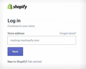 shopify log in