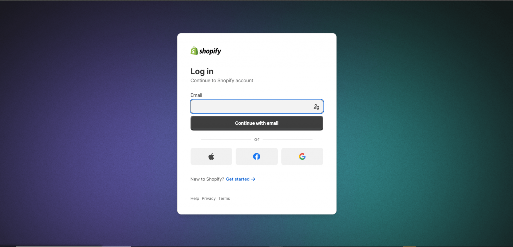 Shopify Partner login