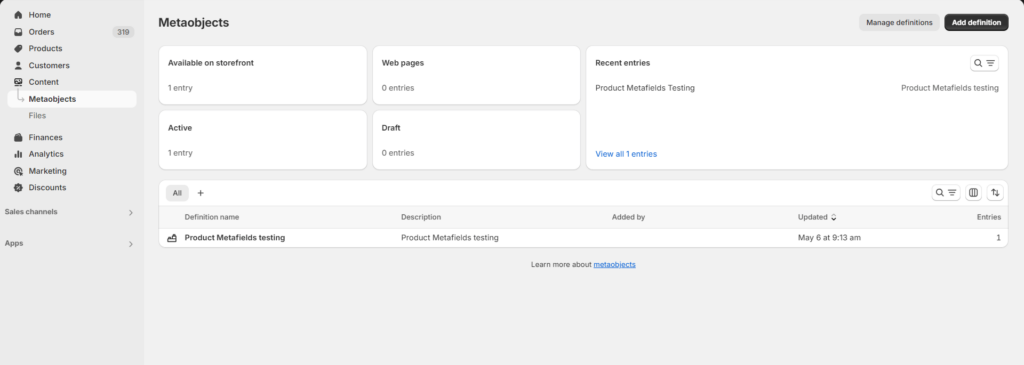 Shopify Forms Submissions Stored in Metaobjects