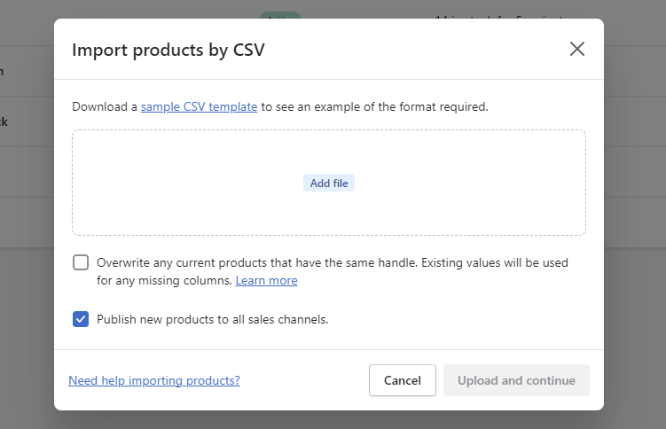 Browse or drag and drop the CSV file and upload the file