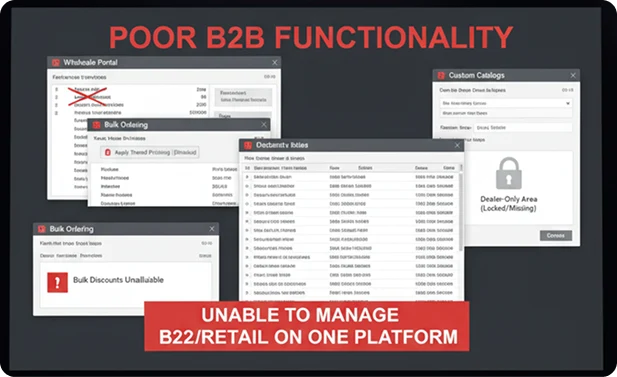 Poor B2B Functionality