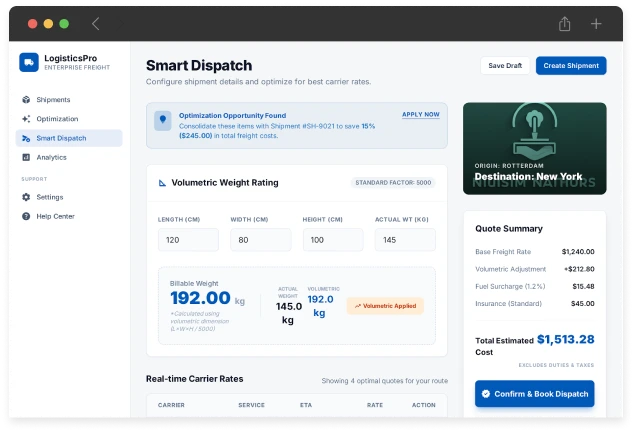 Volumetric Weight Rating at Checkout