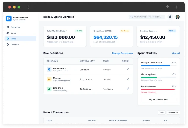 Roles and Spend Controls