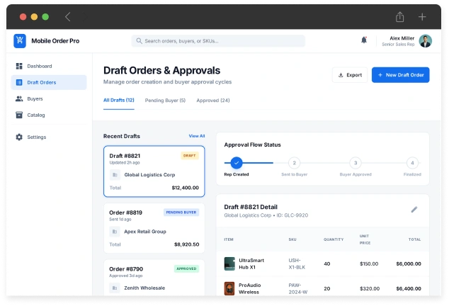 Draft Order Creation, Review, and Buyer Approval Flow