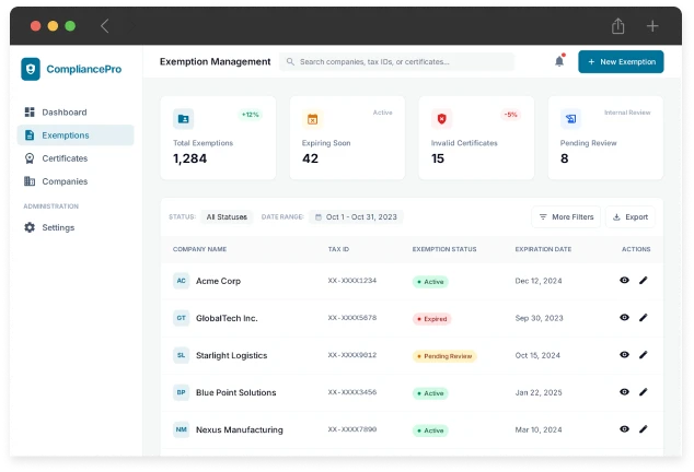 Company-Level Exemption Management