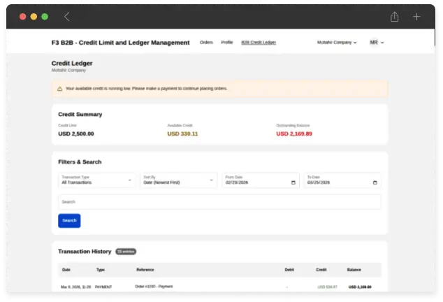 Store Ledger and Statement View