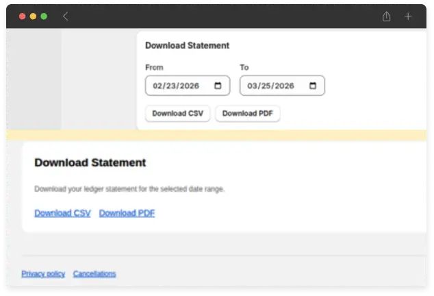 Downloadable Statements and Exports