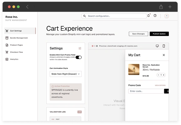Custom Mini-Cart & Promo Code Validation